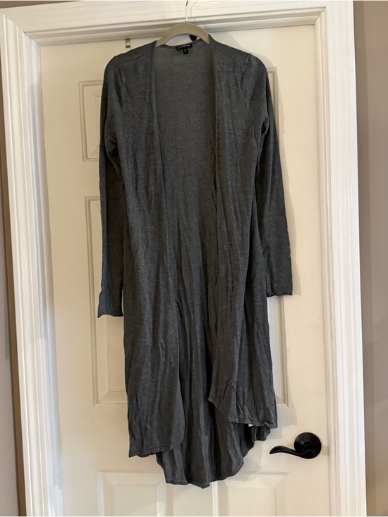 Express Sweaters - Express Gray Knit Open Cardigan